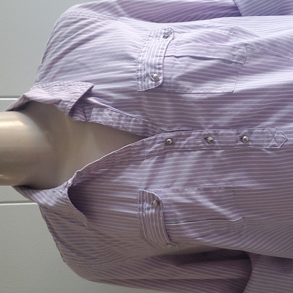 MOTHERHOOD MATERNITY STRIPE LAVENDER SIZE MEDIUM - Picture 2 of 7